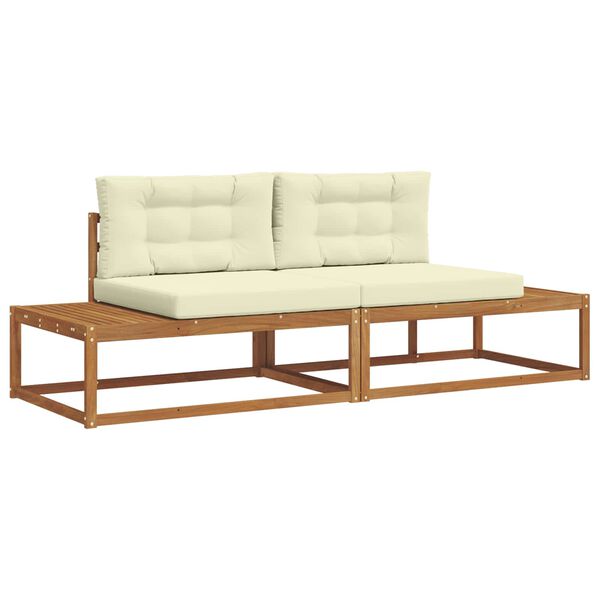 vidaXL Set de canapele de exterior cu pernă 2 Bucată Natural și Crem