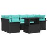 vidaXL Set de canapele pentru grădină cu pernă 7 pcs Negru Rattan poli