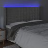 vidaXL Tăblie de pat cu LED, gri deschis, 203x16x118/128 cm, catifea