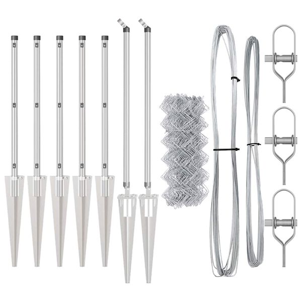 vidaXL St&acirc;lp de gard. Argintiu 10 x 0,6 m (plasă de 40 x 40 mm) Oțel