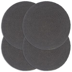 vidaXL Naproane, 4 buc., gri &icirc;nchis, 38 cm, bumbac, rotund