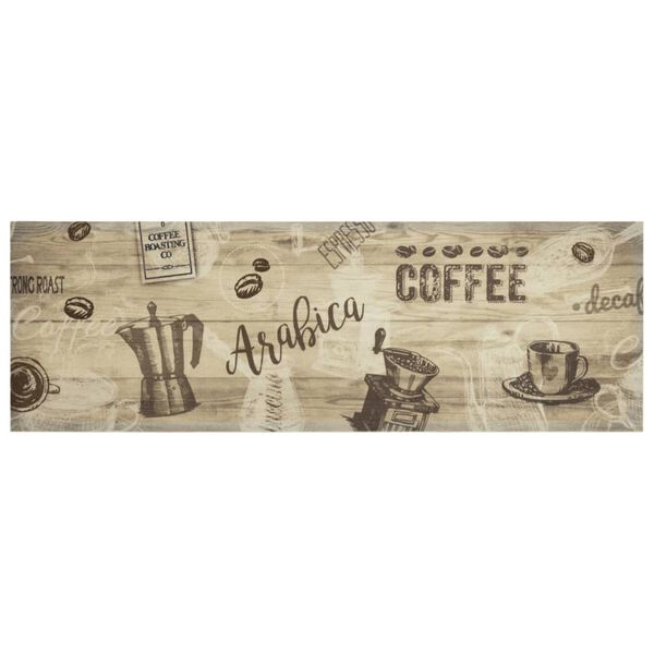 vidaXL Covor de bucătărie lavabil Coffee, maro, 60x180 cm, catifea