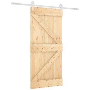 vidaXL Ușă glisantă Natural și Alb 95 x 210 cm Lemn de Pin Solid