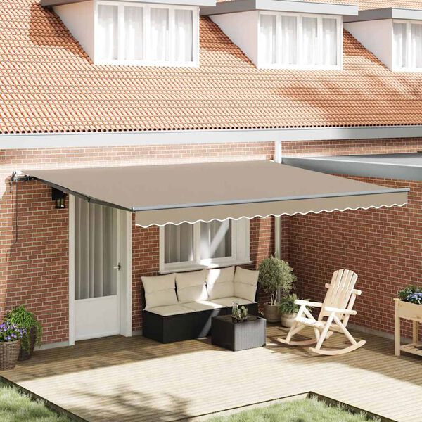 vidaXL Cortina Retractabilă Bej 450 &times; 300 cm Țesătură și Aluminiu