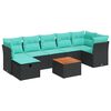 vidaXL Set mobilier de grădină cu perne, 8 piese, negru, poliratan