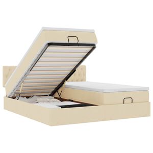 vidaXL Cadru de pat otoman cu saltele crem 180x200cm stofa