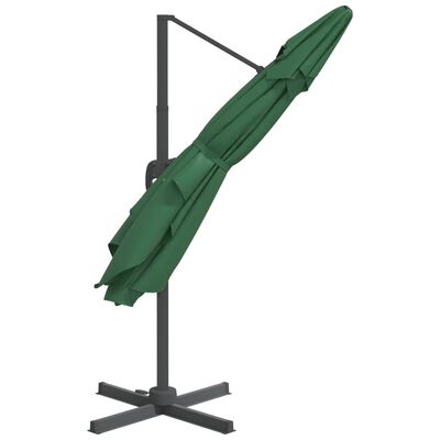 vidaXL Umbrelă în consolă, stâlp din aluminiu, verde, 400x300 cm