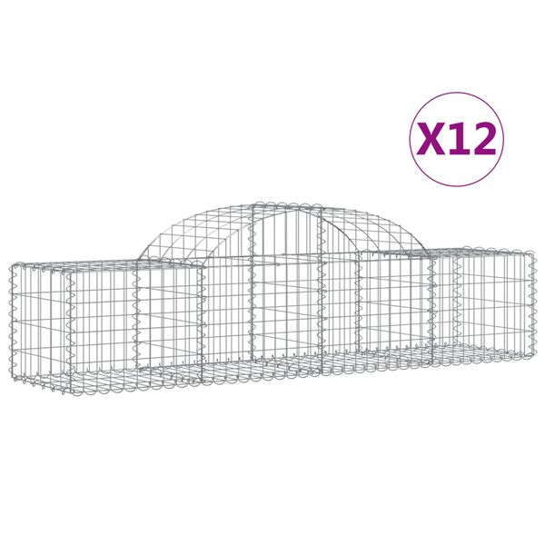 vidaXL Coșuri gabion arcuite 12 buc, 200x50x40/60 cm, fier galvanizat