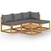 vidaXL Set mobilier de grădină cu perne, 5 piese, lemn masiv acacia