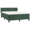vidaXL Pat box spring cu saltea, verde &icirc;nchis, 140x190 cm, catifea