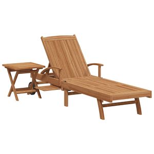 vidaXL Șezlong cu pernă 1-persoană 2 pcs Maro Lemn solid de tec