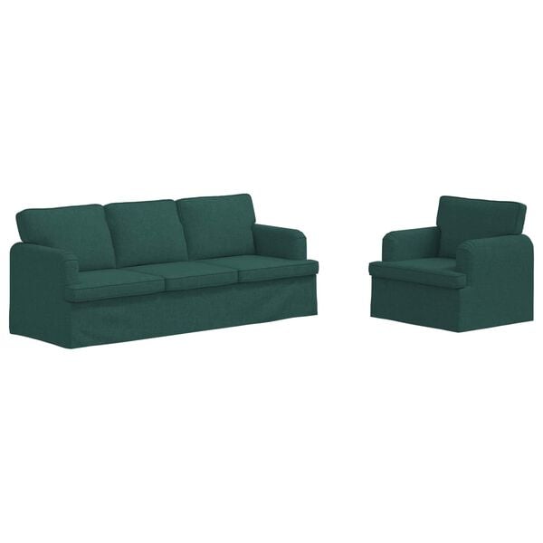 vidaXL Canapea 2 pcs Verde &icirc;nchis 144 x 80 x 85 cm țesătură