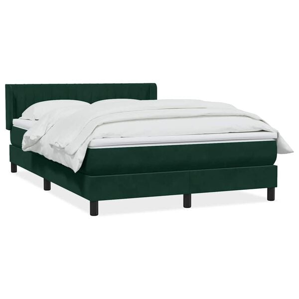 vidaXL Pat box spring cu saltea, verde &icirc;nchis, 160x210 cm, catifea