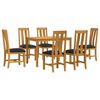 vidaXL Set de dining 7 buc. Negru Lemn de stejar masiv