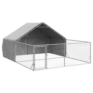 vidaXL Canisa de exterior cu alergare 5x3x1,9 m otel galvanizat