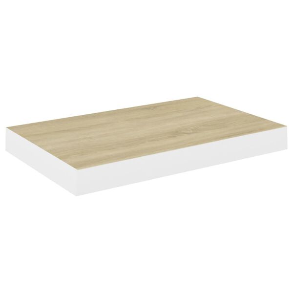 vidaXL Raft de perete suspendat, stejar și alb, 50x23x3,8 cm, MDF