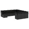 vidaXL Set canapele de grădină, 12 piese, cu perne, negru, poliratan