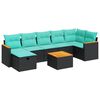 vidaXL Set mobilier de grădină cu perne, 8 piese, negru, poliratan