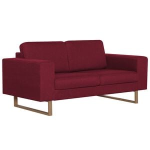 vidaXL Canapea cu 2 locuri, roșu vin, material textil