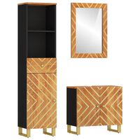 vidaXL Set dulapuri de baie, 3 piese, maro și negru, lemn masiv mango