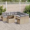 vidaXL Set de canapele pentru grădină cu pernă 9 pcs Bej Poli Rattan