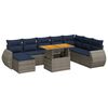 vidaXL Set canapele de grădină, 9 piese, cu perne, gri, poliratan