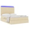 vidaXL Pat cu saltea și LED cu saltea Creme 140 x 190 cm Poliester