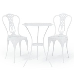 vidaXL Set mobilier bistro, 3 piese, alb, aluminiu turnat