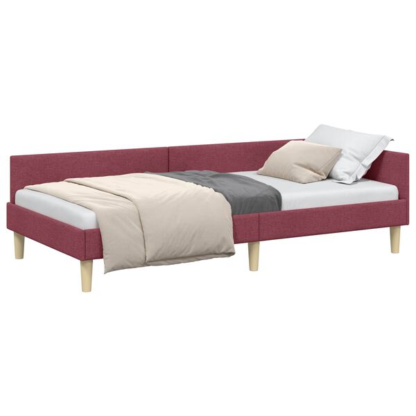 vidaXL Cadru de pat colțar cu headboard Roșu Vin 90 x 190 cm țesătură