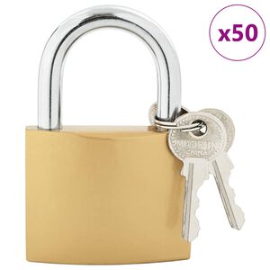 vidaXL U Lock cu Chei 50 pcs Alamă Fier