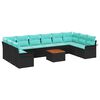 vidaXL Set de canapele pentru grădină 11 pcs Negru și Turcoaz