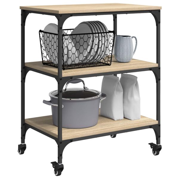 vidaXL Troler de Bucătărie Stejar Sonoma 60 x 41 x 76 cm Lemn compozit