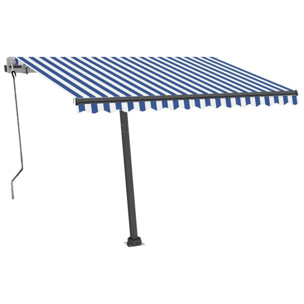 vidaXL Copertină autonomă retractabilă automat albastru&alb 350x250 cm