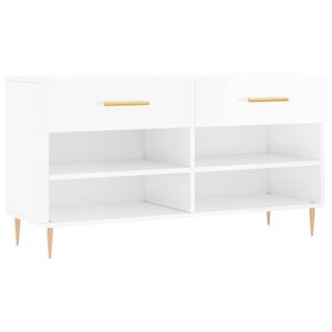 vidaXL Bancheta pantofar, alb extralucios, 102x35x55 cm, lemn compozit