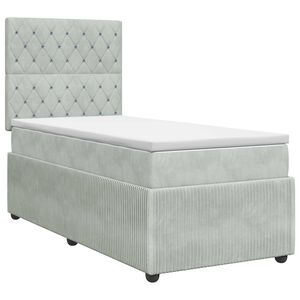 vidaXL Pat boxspring cu saltea Gri deschis 80 x 200 cm Catifea