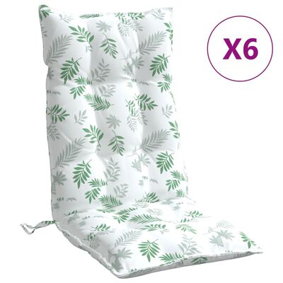 vidaXL Perne de scaun spătar înalt, 6 buc, model frunze, textil Oxford
