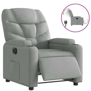 vidaXL Fotoliu rabatabil electric, gri deschis, textil