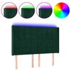 vidaXL Tăblie de pat cu LED, verde &icirc;nchis, 147x16x118/128 cm, catifea
