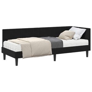 vidaXL Cadru de pat colțar cu saltea 2 buc. Negru 80 x 200 cm Catifea
