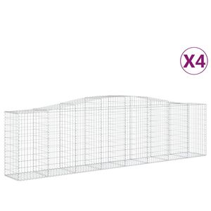 vidaXL Coșuri gabion arcuite 4 buc, 400x50x100/120 cm fier galvanizat