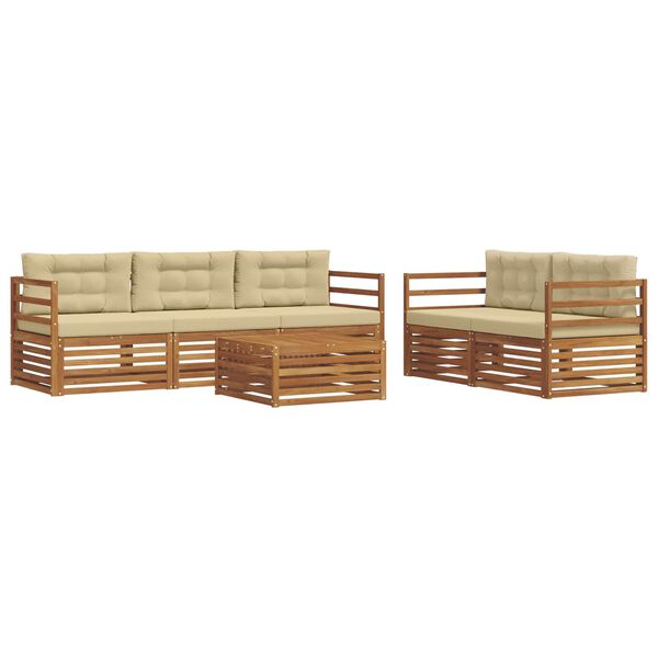 vidaXL Set de canapele de exterior cu pernă 6 pcs Natural și Bej