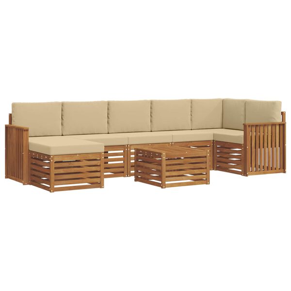 vidaXL Set canapea sectională cu pernă 8 pcs Natural și Bej