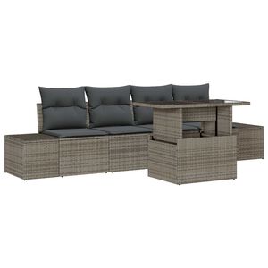 vidaXL Set de canapele pentru grădină cu pernă cu depozitare 5 pcs Gri
