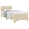 vidaXL Pat cu arcuri cu saltea cu headboard Crem 90 x 200 cm țesătură