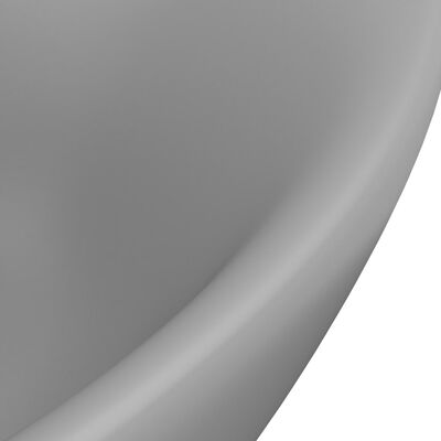 vidaXL Chiuvetă lux cu preaplin gri deschis mat 58,5x39cm ceramic oval