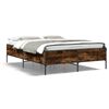 vidaXL Cadru de pat, stejar fumuriu 150x200 cm lemn prelucrat și metal