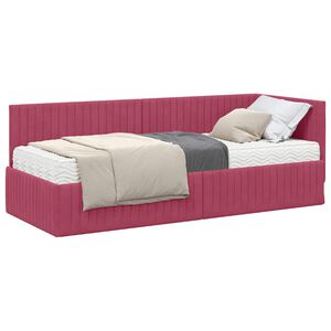 vidaXL Cadru de pat colțar cu saltea cu headboard 2 pcs Verde Catifea