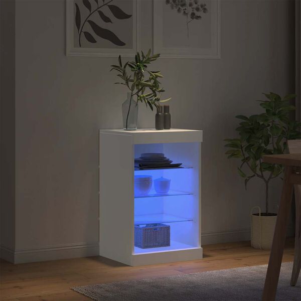 vidaXL Servantă cu lumini LED, alb, 41x37x67 cm