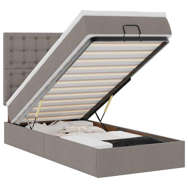 vidaXL Pat otoman cu saltea Taupe 100x200 cm Stofa