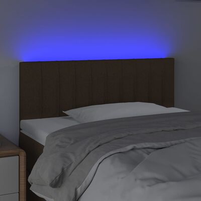 vidaXL Tăblie de pat cu LED, maro închis, 100x5x78/88 cm, textil